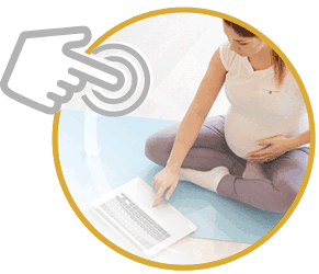 Trudnica se prikljucuje preko laptopa na Online individualne vezbe za trudnice Anahitas
